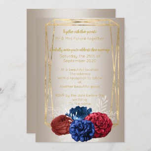 Bronze Gold Bouquet Elegantes Rotes Hochzeitsstil Einladung