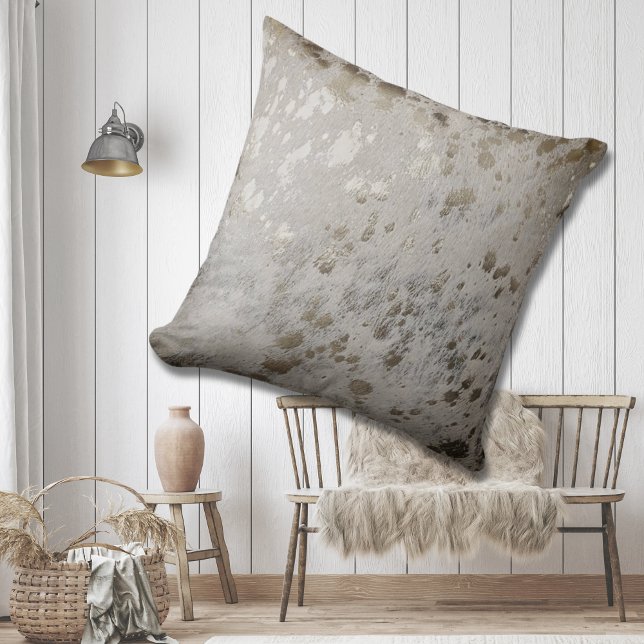 Bronze Gold Cowhide Print Metallic Throw Kissen (Bronze Gold Cowhide Print Metallic Throw Cushion)