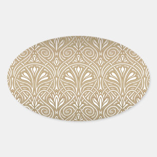 Bronze, Gold, Jugendstil, Deko, Vintag, Ovaler Aufkleber