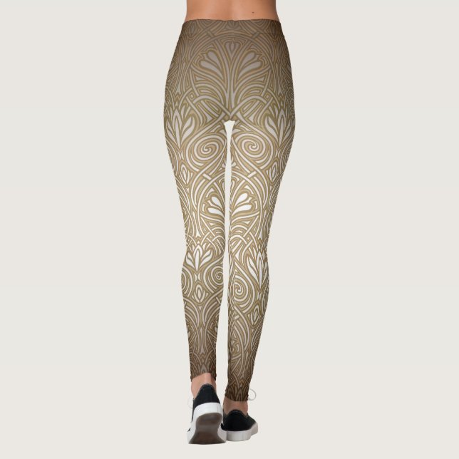 Bronze, Gold, Jugendstil, Deko, Vintag, Patente Leggings (Rückseite)