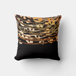 Bronze Gold Schwarz Leopard Cheetah Druck Glam Kissen