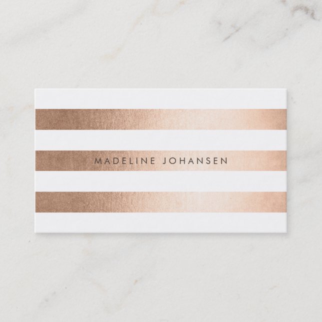 Bronze Gold Strips Hair Stylist Business Cards Visitenkarte (Vorderseite)