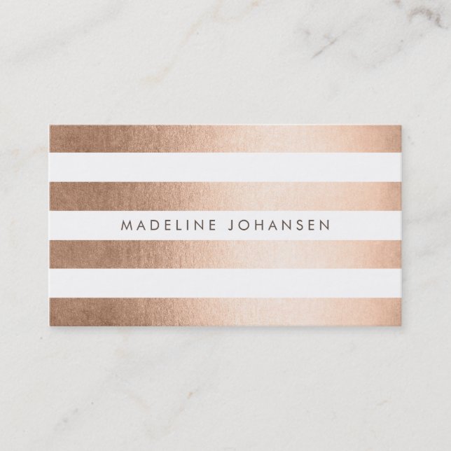 Bronze Gold Strips Hair Stylist Business Cards Visitenkarte (Vorderseite)