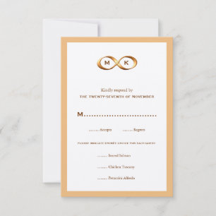Bronze Gold Unfinity Hand Clasp Wedding RSVP Card