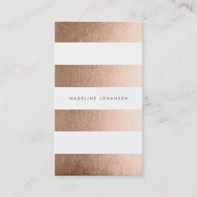 Bronze Gold White Strips Haar Stylist Cards Visitenkarte (Vorderseite)
