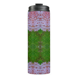 Bronze & Green Blätter Ikat Thermosbecher