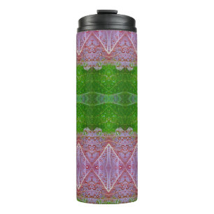 Bronze & Green Blätter Ikat zu Thermosbecher