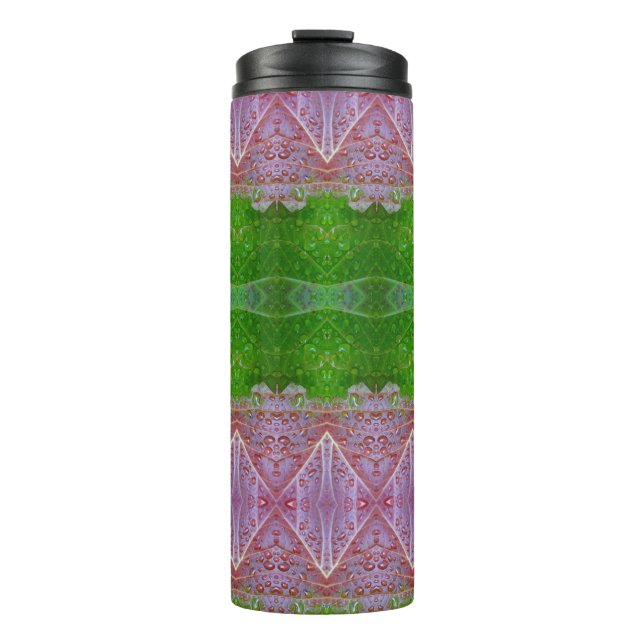 Bronze & Green Blätter Ikat zu Thermosbecher (Vorderseite)