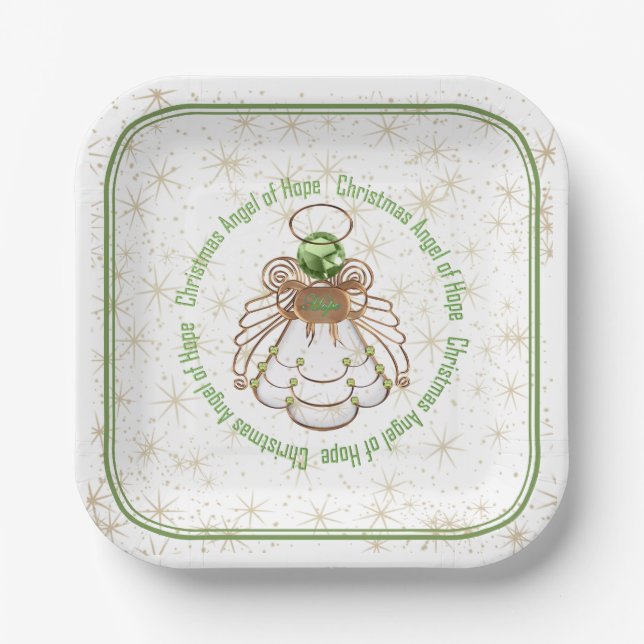 Bronze & Green Christmas Engel aus Hoffnung und St Pappteller (Vorderseite)