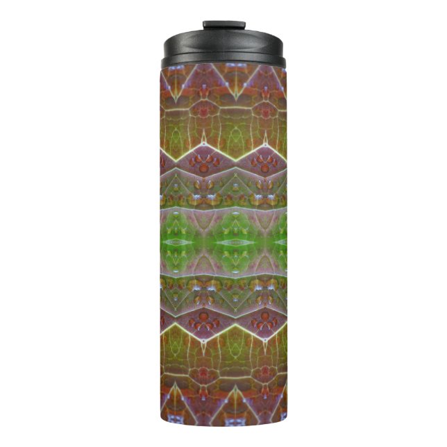Bronze & Green Leaf Ikat 11 Thermosbecher (Vorderseite)