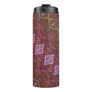 Bronze & Green Leaf Ikat 12 Thermosbecher