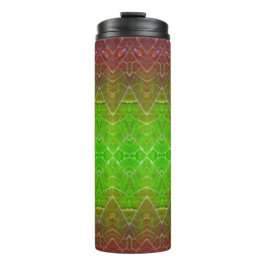 Bronze & Green Leaf Ikat 16 Thermosbecher
