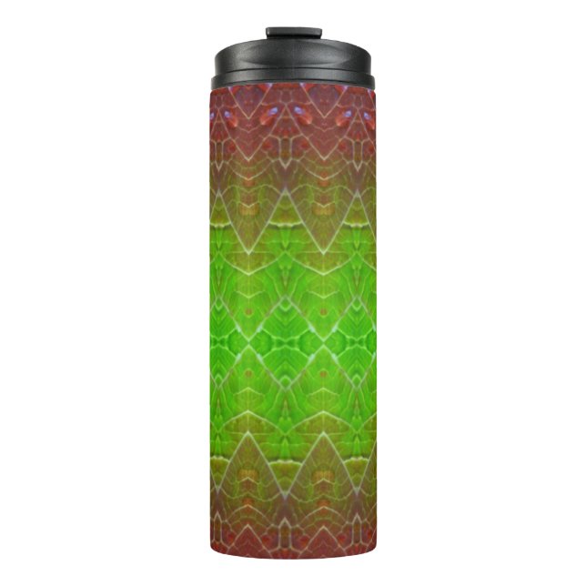 Bronze & Green Leaf Ikat 16 Thermosbecher (Vorderseite)