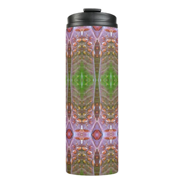 Bronze & Green Leaf Ikat 17 Thermosbecher (Vorderseite)