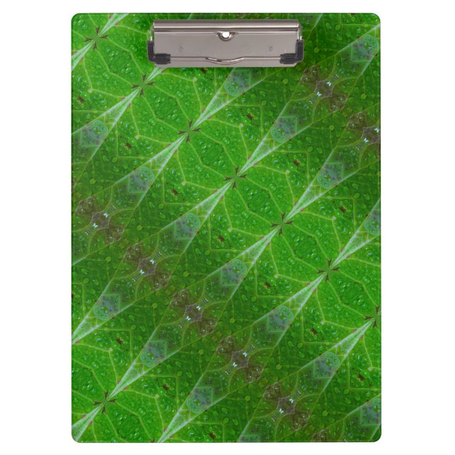 Bronze & Green Leaf Ikat 18 Klemmbrett (Vorderseite)
