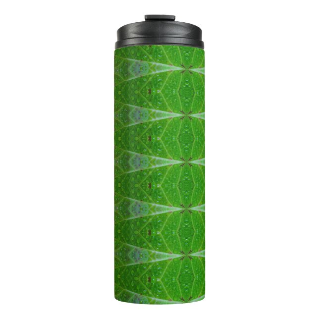 Bronze & Green Leaf Ikat 18 Thermosbecher (Vorderseite)