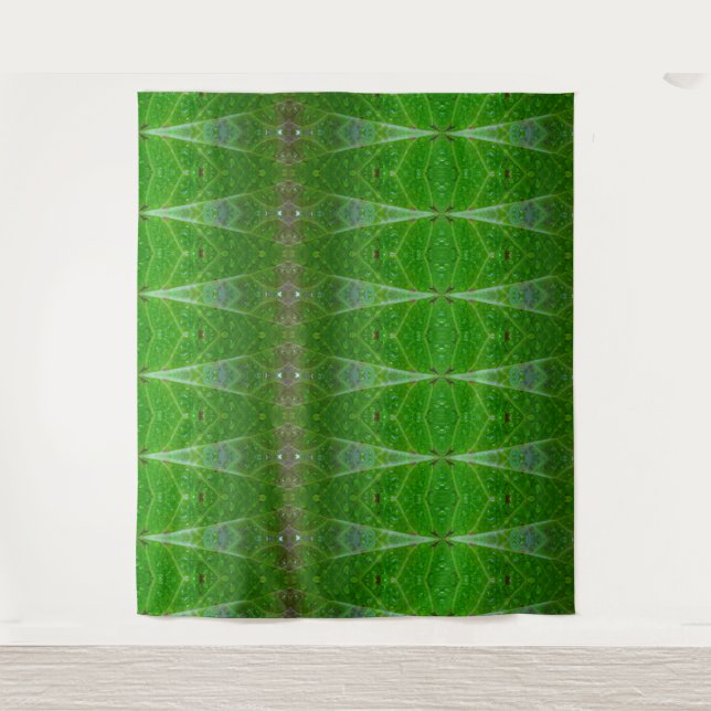 Bronze & Green Leaf Ikat 18 Wandteppich (Vorderseite)