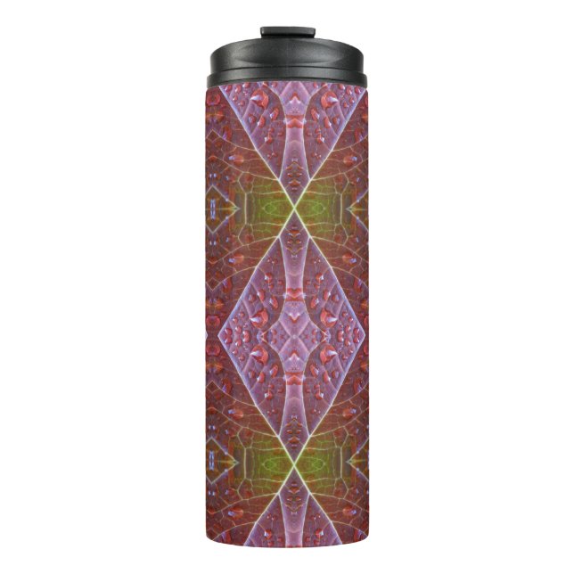 Bronze & Green Leaf Ikat 20 Thermosbecher (Vorderseite)