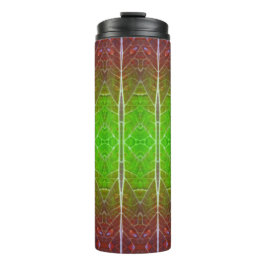 Bronze & Green Leaf Ikat 2 Pouf Thermosbecher