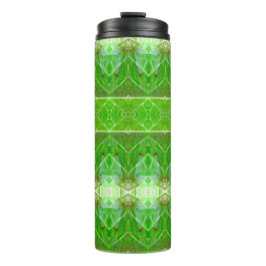 Bronze & Green Leaf Ikat 4 Thermosbecher