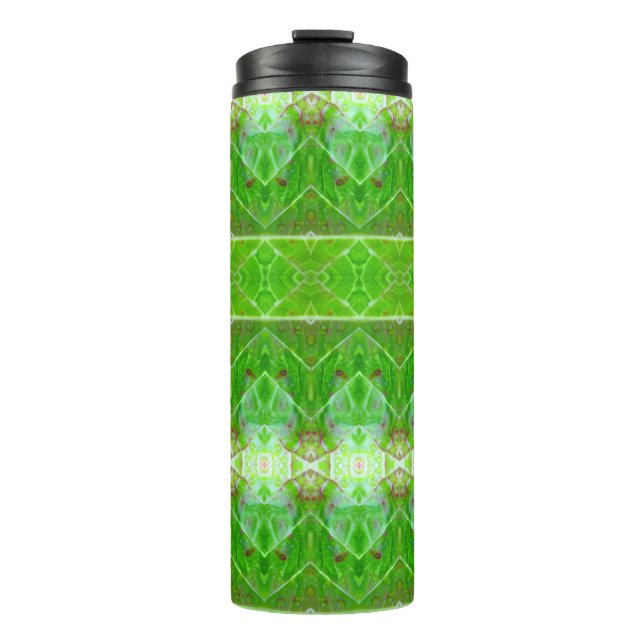 Bronze & Green Leaf Ikat 4 Thermosbecher (Vorderseite)