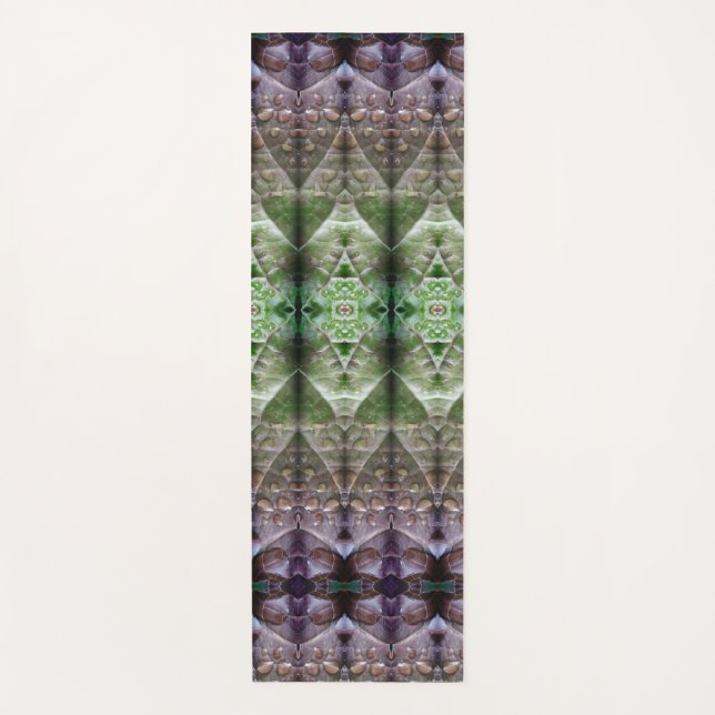 Bronze & Green Leaf Ikat 5 Fog Yogamatte (Vorderseite)