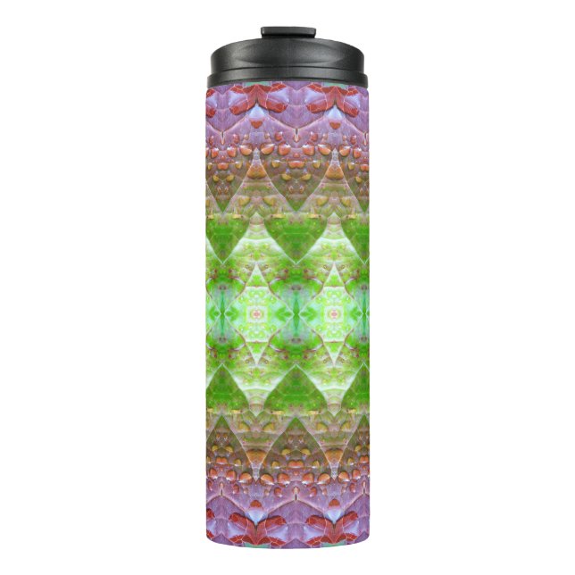 Bronze & Green Leaf Ikat 5 Thermosbecher (Vorderseite)
