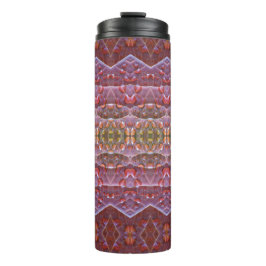 Bronze & Green Leaf Ikat 9 Thermosbecher