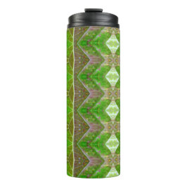 Bronze & Green Leaf Ikat auch Thermosbecher