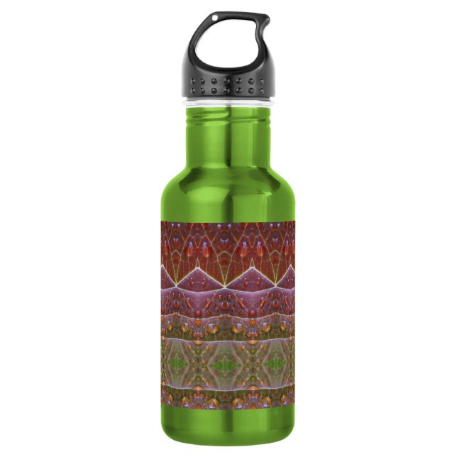 Bronze & Green Leaf Ikat Zen Edelstahlflasche (Vorderseite)