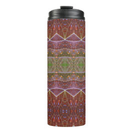 Bronze & Green Leaf Ikat Zen Thermosbecher