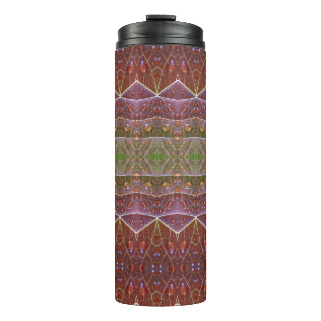 Bronze & Green Leaf Ikat Zen Thermosbecher (Vorderseite)