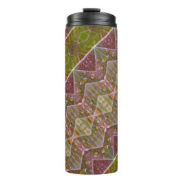 Bronze & Green Leaf Ikat zu Thermosbecher