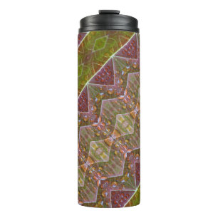 Bronze & Green Leaf Ikat zu Thermosbecher