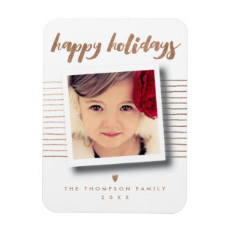 Bronze Happy Holidays Script Weihnachtsfotokarte Magnet