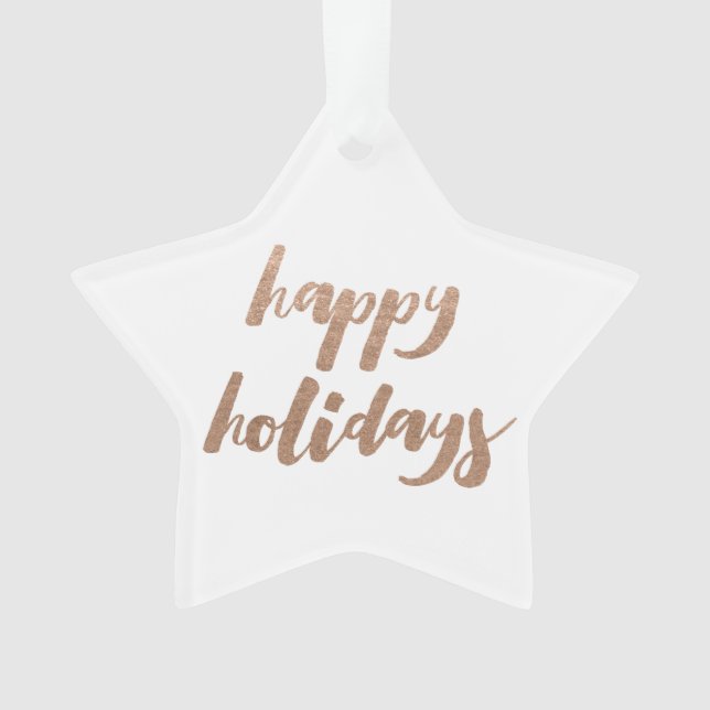 Bronze Happy Holidays Script Xmas Tree Ornament (Vorderseite)