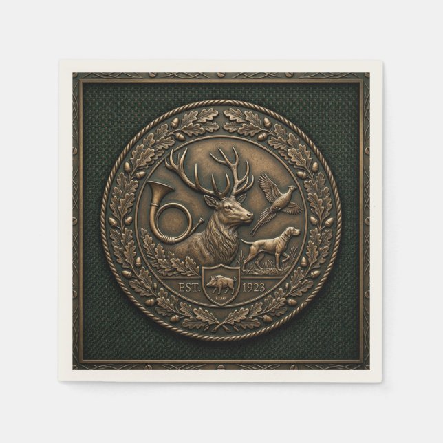 Bronze-Jagdemblem Serviette (Vorderseite)