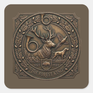 Bronze-Jagdhütte-Emblem Quadratischer Aufkleber