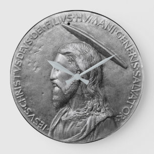 Bronze Jesus Christus Bildhauer Portrait Latin Tex Große Wanduhr