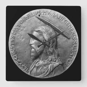 Bronze Jesus Christus Bildhauer Portrait Latin Tex Quadratische Wanduhr