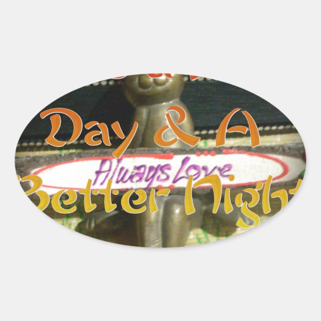 Bronze-Kaninchenskulptur mit inspirierenden Zitate Ovaler Aufkleber (Vorderseite)