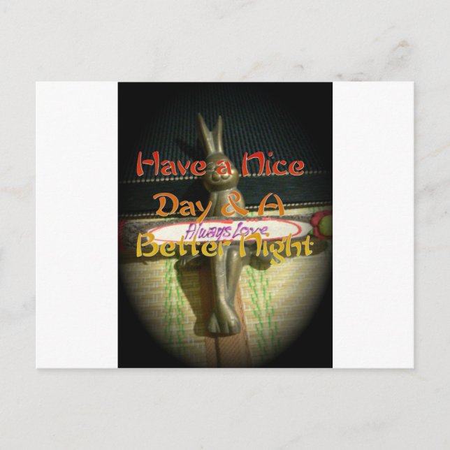 Bronze-Kaninchenskulptur mit inspirierenden Zitate Postkarte (Vorderseite)