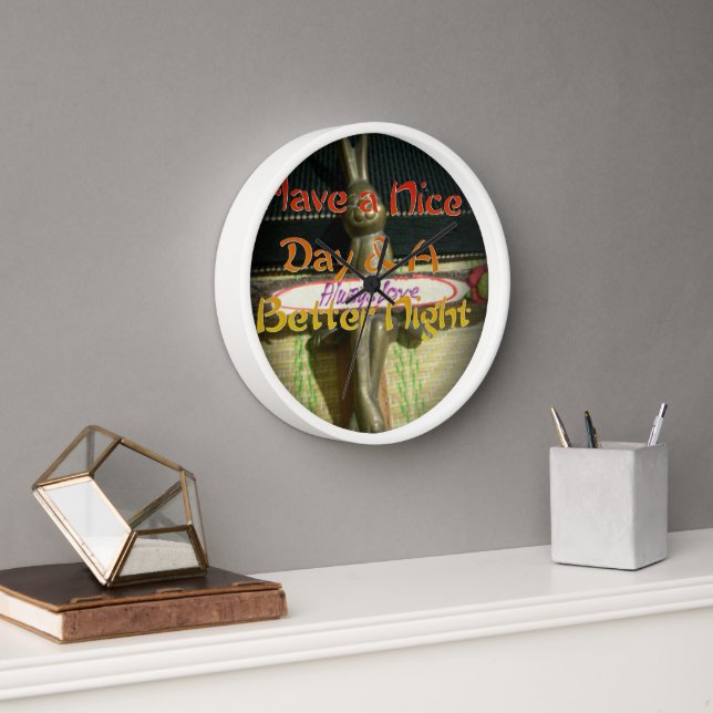 Bronze-Kaninchenskulptur mit inspirierenden Zitate Wanduhr (Büro)