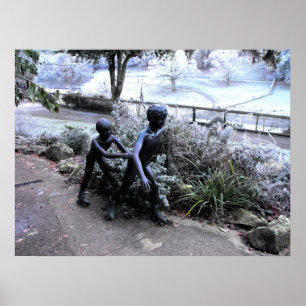 Bronze-Kinderstatue Skaten Poster