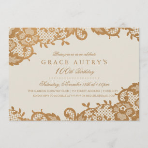 Bronze Lace 100. Geburtstag Einladung