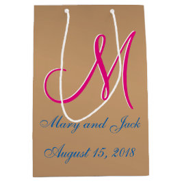 Bronze Light 3D Monogram Mittlere Geschenktüte