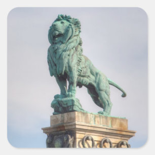 Bronze Lion Statue Quadratischer Aufkleber