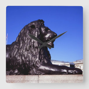 Bronze Lion Trafalgar Square Quadratische Wanduhr