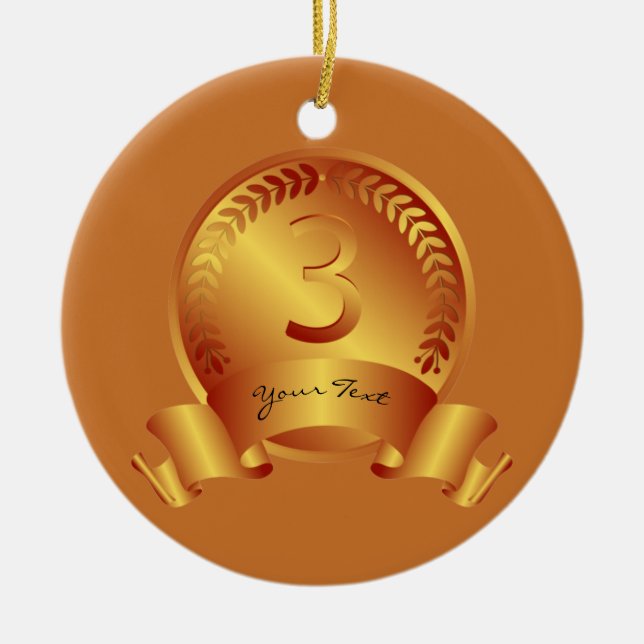 Bronze-Medaille, Custom text, Three Award Gewinner Keramik Ornament (Vorne)