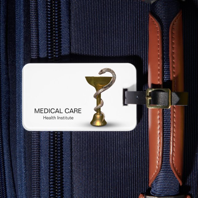 Bronze Medical Bowl Hygieia White Snake Caduceus Gepäckanhänger (Vorderseite Insitu 4)